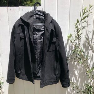 Black Rivet Wool Hoodie Jacket
